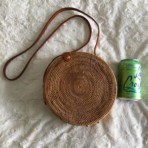 Rattan round summer straw bag